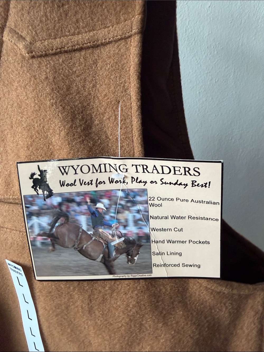 NWT Wyoming Traders Wool Vest Size Large - Picture 3 of 4